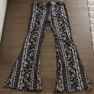 Elegant Black and White Floral Flare Pants